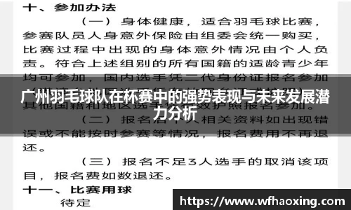 广州羽毛球队在杯赛中的强势表现与未来发展潜力分析